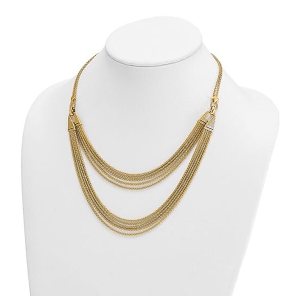 Herco 14K Yellow Gold 18" Multi-Strand Popcorn Chain Necklace – Made in Italy - Picture 3 of 5